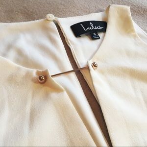 NWOT-Lulus Near or Bar White Dress Gold Bar Accent